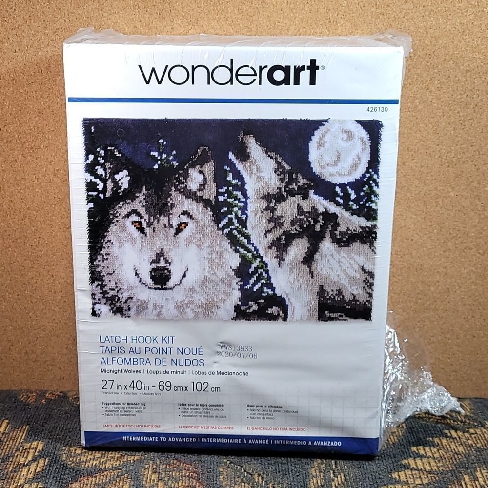 Wonderart Midnight Wolves Latch Hook Kit, 27" X 40"- NIP